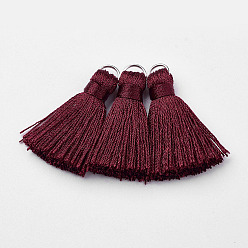 Темно-Красный Нейлона кулон кистями украшения, со сплавочной фурнитурой, темно-красный, 31x7 мм, отверстие : 2x5 мм