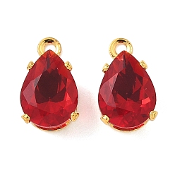 Красный Латунные микро проложить кубического циркония прелести, без кадмия и без свинца, слеза, золотые, красные, 9.5~10.5x5~6x4~5 мм, отверстие : 0.9~1.2 мм