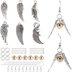 (52) Непрозрачная лаванда Набор для изготовления серег своими руками, в том числе подвески из тибетского сплава, Латунные бусины, железные прыгуны, крючки для сережек и булавки с плоской головкой, разноцветные, подвески: 48 шт / коробка