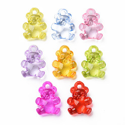 (52) Непрозрачная лаванда Прозрачные акриловые подвески, медведь, разноцветные, 19.5x15x6 мм, отверстие : 2 мм, Около 640 шт / 500 г