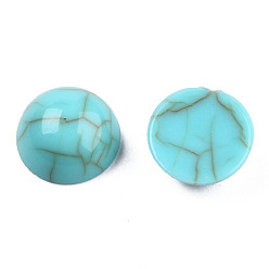 Turquoise Medio Cabuchones de acrílico, estilo de imitación de piedras preciosas, semicírculo, medio turquesa, 8x4 mm