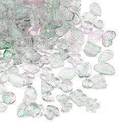 Темный Морско-зеленый Прозрачные стеклянные бусины градиентного цвета, разнообразные, темно-зеленый, 8~23x8~20x3.5~8 мм, отверстие : 1~1.4 мм, Около 800 шт / 1000 г