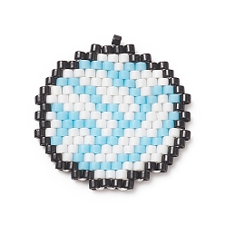 Volleyball Handmade Loom Pattern MIYUKI Seed Beads, Sport Theme Pendants, Volleyball Pattern, 24x23x1.8mm, Hole: 0.7mm