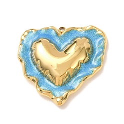Golden 304 Stainless Steel Enamel Pendants, Heart Charms, Golden, 26x26x5mm, Hole: 1.5mm
