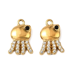 Осьминог 304 прелести нержавеющей стали, с кубического циркония, ионное покрытие (ip), осьминог, 14.5x10x3.5 мм, отверстие : 1.2 мм