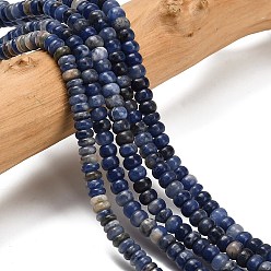 Содалитовое Природный содалит бисер нитей, рондель, 4x1.5 мм, отверстие : 0.7 мм, около 155 шт / нитка, 14.96'' (38 см)