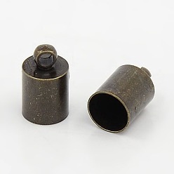 Antique Bronze & Green Patina 50pcs Antique Bronze Brass Glue-in Style Necklace Cord Crimp End Caps Size 10x6x5.5mm, Inner Diameter: 5.5mm