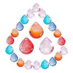Mixed Color 120Pcs 6 Colors Transparent Glass Beads, with Glitter Powder, Dyed & Heated, Teardrop, Mixed Color, 12x9x6mm, Hole: 1mm, 20pcs/color