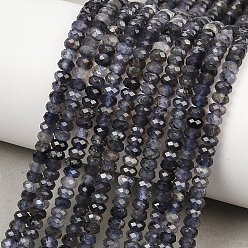 Айолит Природные иолит нитей бисера, граненые, рондель, 4x2.5 мм, отверстие : 0.8 мм, около 142~143 шт / нитка, 14.96'' (38 см)