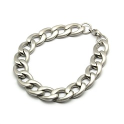 Stainless Steel Color 304 Stainless Steel Curb Chain/Twisted Chain Bracelets, with Lobster Claw Clasps, Stainless Steel Color, 8-5/8 inch(220mm), 13mm