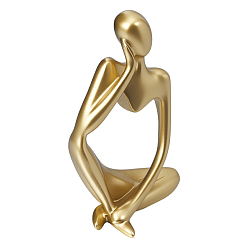 Золотистый Украшения для витрины из смолы "Абстрактный мыслитель", для украшения домашнего офиса, золотые, 75x58x124 мм