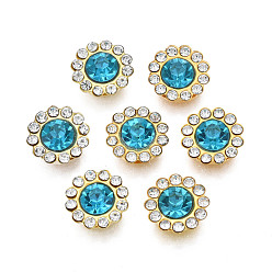 Аквамарин Шить на горный хрусталь, прозрачное стекло горный хрусталь, с настройками железного зубца, граненые, цветок, аквамарин, 12x5 мм, отверстие : 1.2 мм