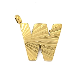 Letter W Ионное покрытие (ip) 304 брелоки из нержавеющей стали, гравированная фигурка ручной работы, полностью отполированный, золотые, Буква W, 13.5x13.5x2 мм, отверстие : 1.8 мм