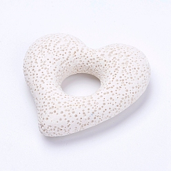 Белый Большие подвески из натуральной лавы, окрашенные, сердце, белые, 55x52x13 мм, отверстие : 15.5 мм