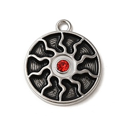 Платина Сплав с подвесками из горного хрусталя, плоский круглый с солнечными чарами, платина, 38x33x5 мм, отверстие : 3.5 мм