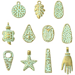 Mixed Shapes 55 шт 11 стили подвески из сплава в тибетском стиле, античная бронза и зеленая патина, разнообразные, 17~29.5x7~17x1~6.5 мм, отверстие : 1~5 мм, 5 шт / стиль