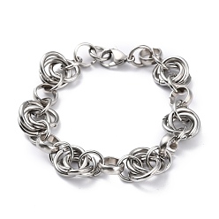 Stainless Steel Color Tarnish Resistant 304 Stainless Steel Link Chain Bracelets, with Lobster Claw Clasps, Ring, Stainless Steel Color, 7-7/8 inch(20cm)