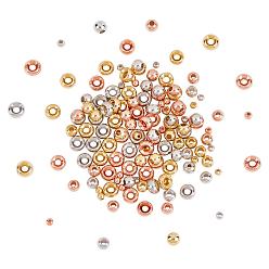 Gemischte Farbe 180Stück 3Größen Messingperlen, Bleifrei und Nickel frei und Cadmiumfrei, Donut / Pi-Scheibe, Gemischte Farbe, 2.5~5 mm, Bohrung: 1~2 mm