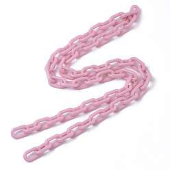Pearl Pink Opaque Acrylic Cable Chains, Oval, Pearl Pink, 13x8x2mm, 19.68 inch(50cm)/strand