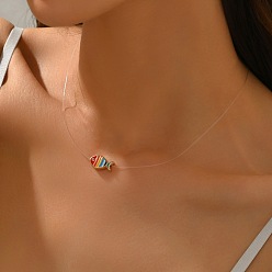 Красный Подвеска-кулон в виде полосатой рыбы из сплава с эмалью для женщин., золотые, красные, 16.14 дюйм (41 см)