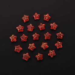 Красный 20 шт. Стеклянные бусины, окрашенные распылением, звезда, красные, 8x8.5x4 мм, отверстие : 1 мм