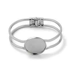 Платина Покрытие стойки изготовление браслетов из латуни, пустое основание браслета, долговечный, без свинца и без кадмия, плоско-круглые, платина, внутренний диаметр: 2-3/8 дюйм (6.15 см), лоток : 25 мм