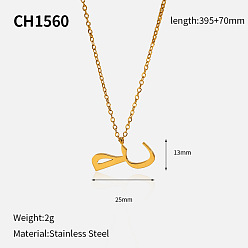 Настоящее золото 18K 304 подвески из нержавеющей стали с арабскими буквами, реальный 18 k позолоченный, 15.55 дюйм (39.5 см), Кулон : 25x13 мм