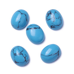 Синтетическая Бирюза Синтетических бирюзовый кабошон, овальные, 9x7x3.5~4 мм