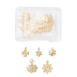 Golden 40Pcs 5 Style 304 Stainless Steel Pendants, Mixed Shapes, Golden, 8pcs/style