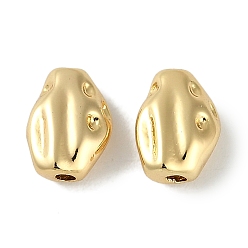 Настоящее золото 18K Латунные бусины, без кадмия, без никеля и без свинца, ромб, реальный 18 k позолоченный, 8x6x3.5 мм, отверстие : 1.2 мм