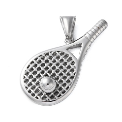 Нержавеющая Сталь Цвет 304 подвески из нержавеющей стали, очарование теннисной ракетки, анти-тускнение, цвет нержавеющей стали, 22.5x46.5x9.5 мм, отверстие : 8.8x3.5 мм