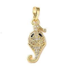 Ghost Латунные микро проложить кубического циркония подвески, с эмалью, без кадмия и без свинца, реальный 18 k позолоченный, призрак, 22.5x9x4 мм, отверстие : 3x6 мм