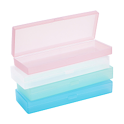 Mixed Color Transparent Plastic Bead Containers, with Hinged Lids, Rectangle, Mixed Color, 18.3x6.2x2.5cm, 4pcs/set