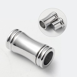 Platinum Column Brass Magnetic Clasps with Glue-in Ends, Cadmium Free & Nickel Free & Lead Free, Platinum, 18x9mm, Hole: 6mm