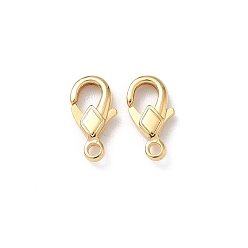 Настоящее золото 24K Ромбовидные латунные карабины, без свинца и без кадмия, реальный 24 k позолоченный, 10.5x5.5x2.5 мм, отверстие : 1.4 мм