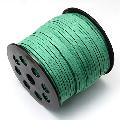 Medium Sea Green Eco-Friendly Faux Suede Cord, Faux Suede Lace, Medium Sea Green, 3.0x1.4mm, about 98.42 yards(90m)/roll