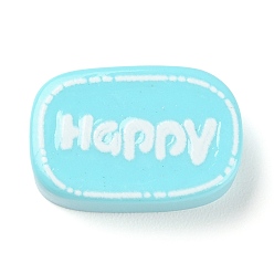 Слово Непрозрачные кабошоны из смолы, изготовление ювелирных изделий, голубой, слово, 14.5x22x6 мм