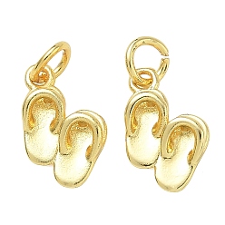 Golden Brass Charms, Slipper Charms, Rack Plating, Long-Lasting Plated, Cadmium Free & Lead Free, Golden, 13.5x8x3mm, Hole: 3mm