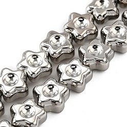с Платиновым Покрытием Стеклянные бусины с гальваническим покрытием , звезда, полное покрытие, с покрытием платиным, 11x11x5.5 мм, отверстие : 0.8 мм, около 44 шт / нитка, 17.56'' (44.6 см)