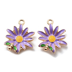 Темная Орхидея Подвески из эмали и сплава, , темные орхидеи, 28x21x7 мм, отверстие : 2 мм