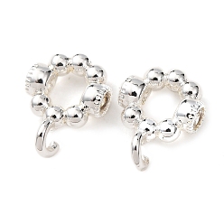 Посеребрённый Латунные и циркониевые трубчатые зажимы, цветок, 925 серебро покрытием, 11x8x3.5 мм, отверстие : 1.6 мм, внутренний диаметр: 4 мм