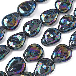 Разноцветный Гальванизированное непрозрачное стекло имитация жемчужных нитей, слеза, с покрытием AB цвета, красочный, 19~20x15~15.5x6~7 мм, отверстие : 0.8~1 мм, около 21 шт / нитка, 15.67'' (39.8 см)