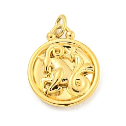 Capricorn 304 Stainless Steel Pendants Rhinestone Settings, Round with Constellations, Capricorn, 20.5x17x3.5mm, Hole: 3.5x2mm, Fit for 0.9mm Rhinestone