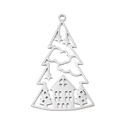 Рождественская елка Рождественские 201 подвески из нержавеющей стали, рождественская елка, 43x27x1 мм, отверстие : 1.8 мм