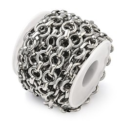 Нержавеющая Сталь Цвет 304 плоские круглозвенные цепи из нержавеющей стали, несварные, с катушкой, цвет нержавеющей стали, 10x3.5x6 мм