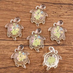 Желтый Прозрачные смоляные подвески, черепахи обереги, желтые, 30x23 мм, отверстие : 1 мм