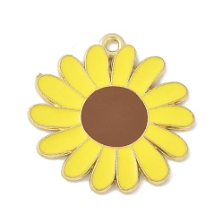 Цветок Эмалевые подвески из сплава на тему пчел, золотые, цветок, 26.5x25.5x1 мм, отверстие : 1.8 мм