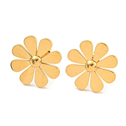 Настоящее золото 18K 304 серьги-гвоздики из нержавеющей стали для женщин, маленькая ромашка, реальный 18 k позолоченный, 17 мм