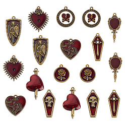 Mixed Shapes 18 шт 9 стили подвески из сплава эмали, античная бронза, разнообразные, 18~36x13~37x3 мм, отверстие : 1.6 мм, 2 шт / стиль