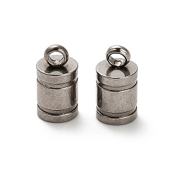 Нержавеющая Сталь Цвет 201 концы из нержавеющей стали шнур, колонка, цвет нержавеющей стали, 9.5x5 мм, отверстие : 1.6 мм, внутренний диаметр: 3.5 мм